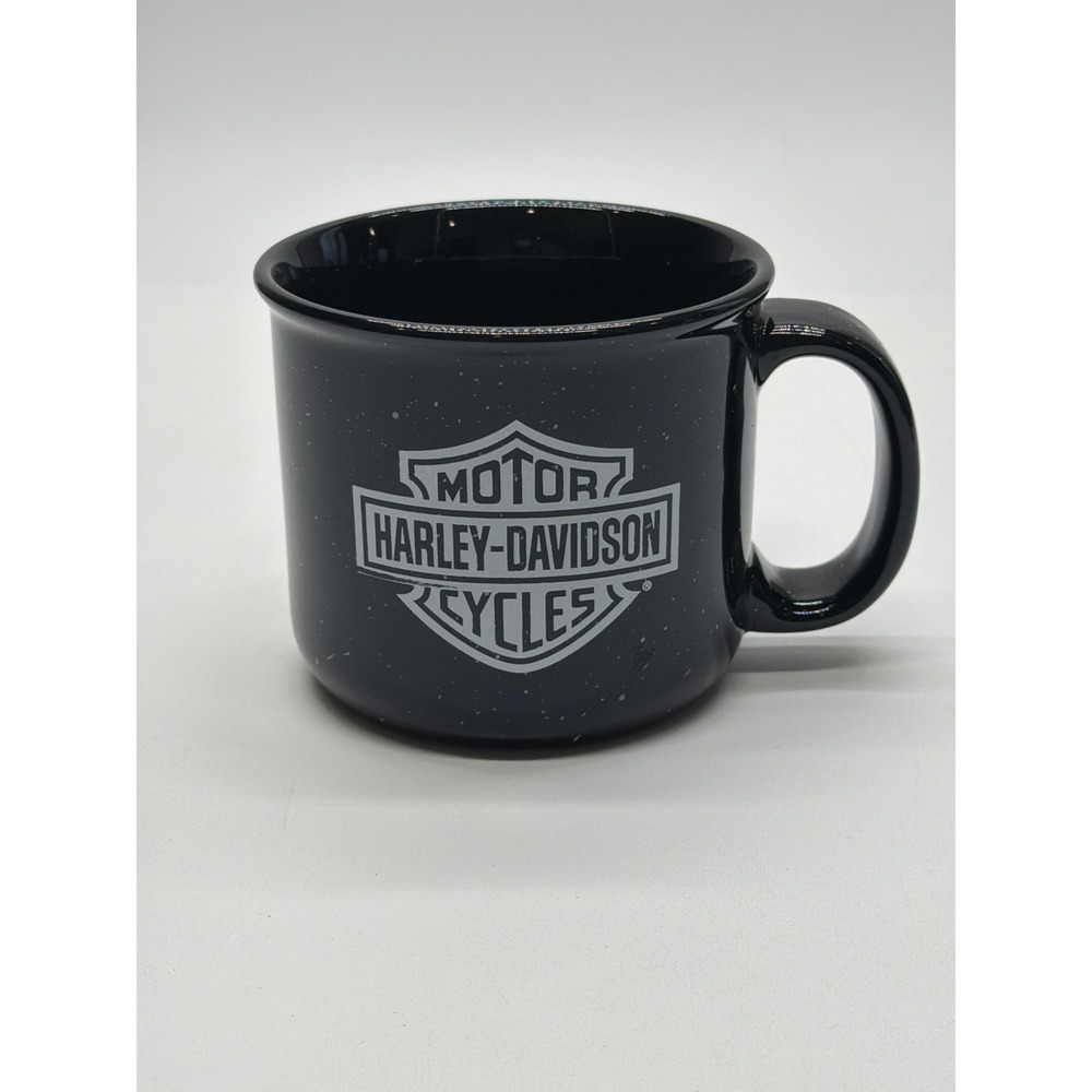 Harley-Davidson Shop of Winona MN Black Speckled Campfire Ceramic Coffee Mug